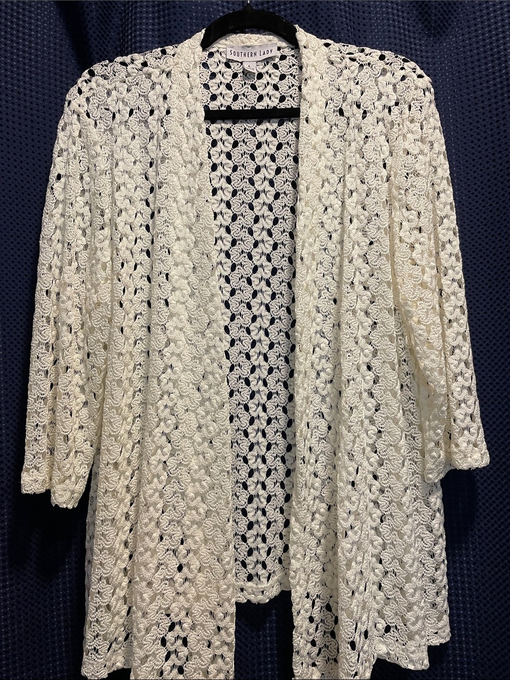 Southern Lady Cream Crochet Open-Front Cardigan